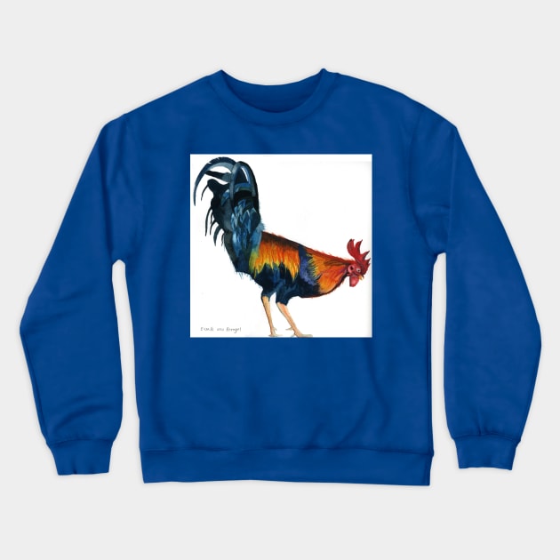 Original watercolour painting of a Cockerel Crewneck Sweatshirt by esvb